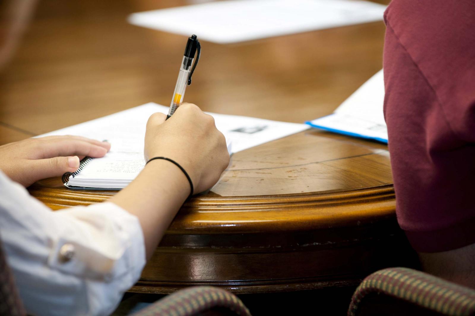 Classroom Honors student taking notes