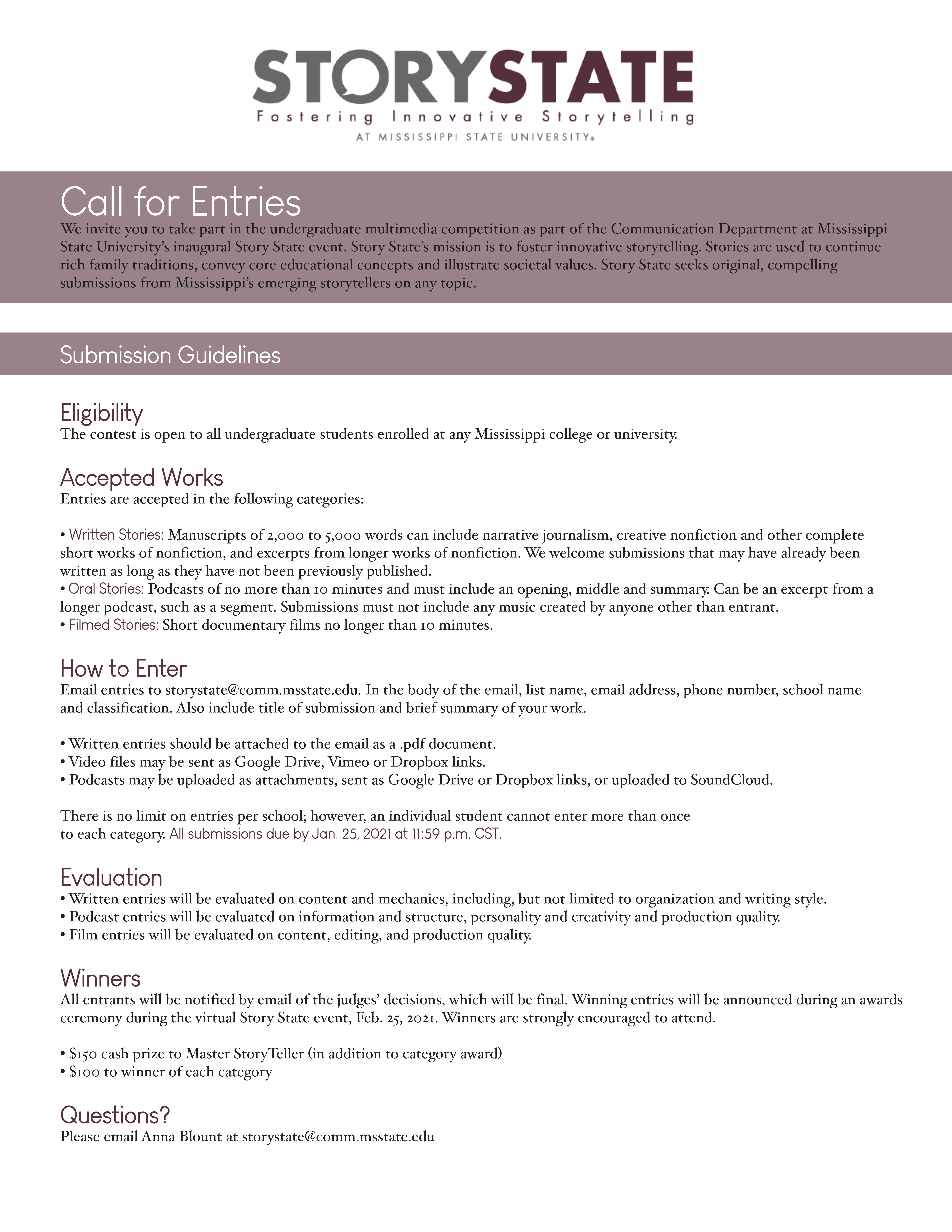Story State Competition Flyer
